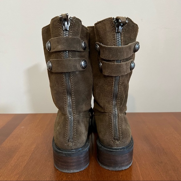 SAM EDELMAN | Olive green suede lace up combat moto style summer back zi… - Picture 3 of 15